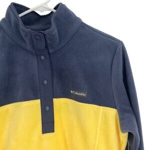 Columbia Benton Springs 1/2 Snap Fleece Pullover Blue Yellow Women's Medium  NEW
